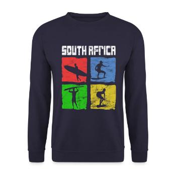 Surfen für Surfer Vintage Südafrika Geschenkidee - Unisex Pullover - Navy - Vorne - Alina (178cm) & Michal (187cm)