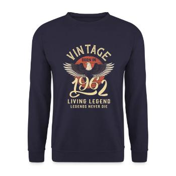 Vintage 1962 Born - Unisex Pullover - Navy - Vorne - Alina (178cm) & Michal (187cm)