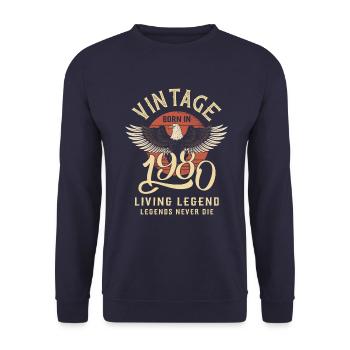 Vintage 1980 Born - Unisex Pullover - Navy - Vorne - Alina (178cm) & Michal (187cm)