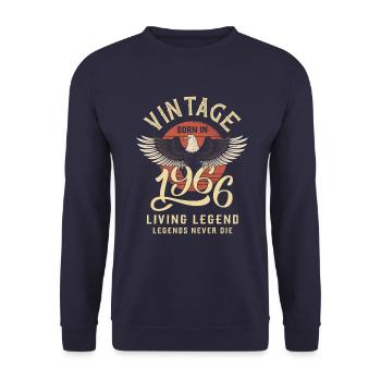 Vintage 1966 Born - Unisex Pullover - Navy - Vorne - Alina (178cm) & Michal (187cm)