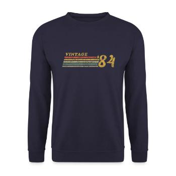 Vintage 1984 70s Retro Style - Unisex Pullover - Navy - Vorne - Alina (178cm) & Michal (187cm)