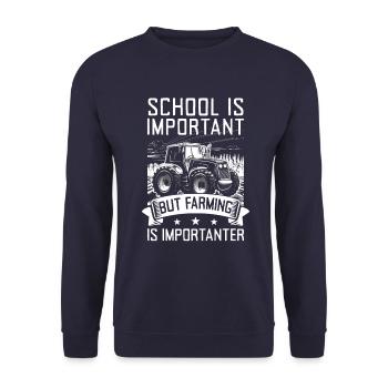 School Is Important But Farming Is Importanter - Unisex Pullover - Navy - Vorne - Alina (178cm) & Michal (187cm)
