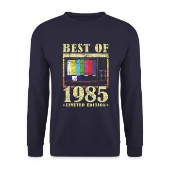 Best Of 1985 Retro TV - Unisex Pullover - Navy - Vorne - Alina (178cm) & Michal (187cm)