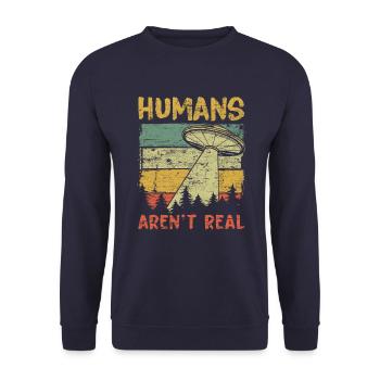 Humans Aren't Real Aliens Exist - Unisex Pullover - Navy - Vorne - Alina (178cm) & Michal (187cm)