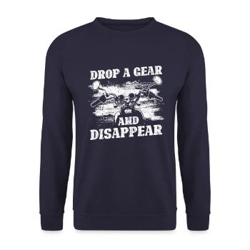 Drop A Gear And Disappear Biker Motorcycle - Unisex Sweatshirt - navy - Front - Alina (178cm) & Michal (187cm)