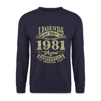 Legends Were Born In 1981 - Unisex Pullover - Navy - Vorne - Alina (178cm) & Michal (187cm)