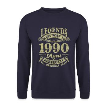 Legends Were Born In 1990 - Unisex Pullover - Navy - Vorne - Alina (178cm) & Michal (187cm)