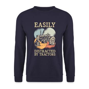 Facilement distrait par l’agriculture des tracteurs - Sweat-shirt Unisexe - marine - Devant - Alina (178cm) & Michal (187cm)