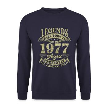 Legends were born in 1977 - Unisex Sweatshirt - navy - Front - Alina (178cm) & Michal (187cm)