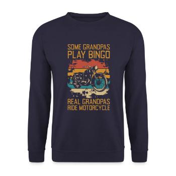 Some Grandpas Play Bingo Real Ride Motorcycle - Unisex Pullover - Navy - Vorne - Alina (178cm) & Michal (187cm)