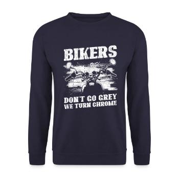 Bikers Don't Go Grey We Turn Chrome Biker Dad - Unisex Sweatshirt - navy - Front - Alina (178cm) & Michal (187cm)