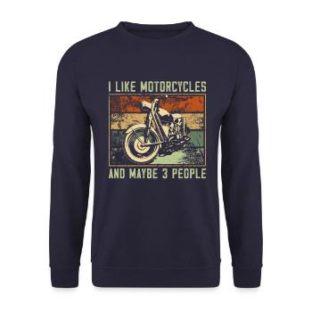 J’aime les motos et peut-être la moto 3 personnes - Sweat-shirt Unisexe - marine - Devant - Alina (178cm) & Michal (187cm)