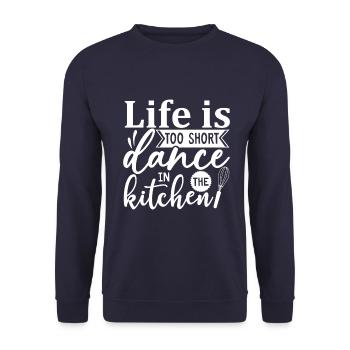Life Is Too Short Dance In The Kitchen - Unisex Pullover - Navy - Vorne - Alina (178cm) & Michal (187cm)
