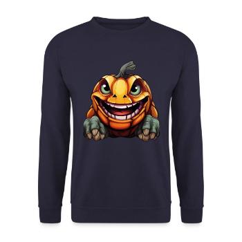 Tortue d’Halloween effrayante avec tête de citrouille - Sweat-shirt Unisexe - marine - Devant - Alina (178cm) & Michal (187cm)