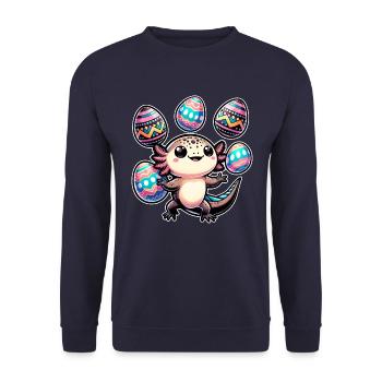 Axolotl Juggler Easter Eggs - Unisex Sweatshirt - navy - Front - Alina (178cm) & Michal (187cm)