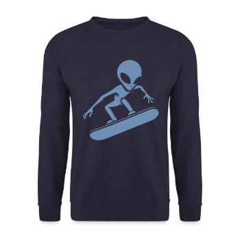 Design minimaliste : Alien Snowboarder - Sweat-shirt Unisexe - marine - Devant - Alina (178cm) & Michal (187cm)
