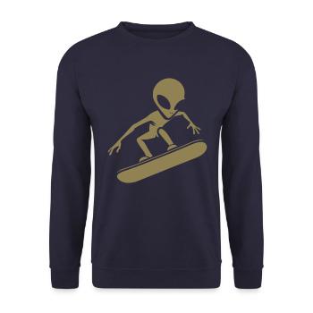 Design minimaliste : Alien Snowboarder Silhoue - Sweat-shirt Unisexe - marine - Devant - Alina (178cm) & Michal (187cm)