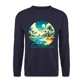 Karibik Urlaub Amerikanischer Strand - Unisex Pullover - Navy - Vorne - Alina (178cm) & Michal (187cm)