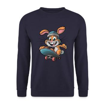 Mignon Lapin Skateboard Skateboarder Drôle - Sweat-shirt Unisexe - marine - Devant - Alina (178cm) & Michal (187cm)