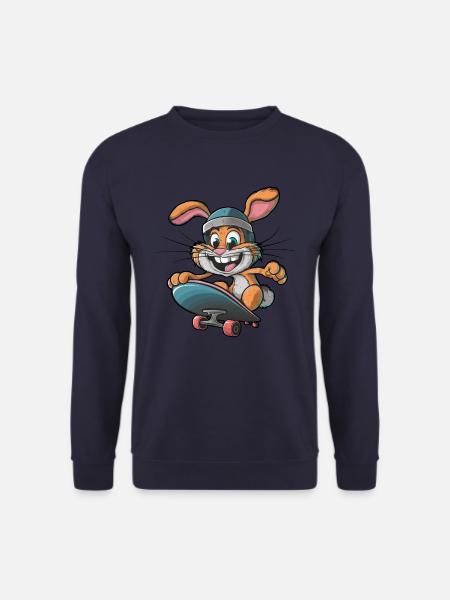 Cute Rabbit Skateboard Skateboarder Funny - Unisex Sweatshirt - navy