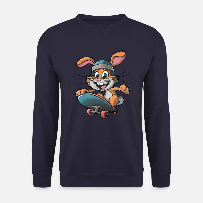 Cute Rabbit Skateboard Skateboarder Funny - Unisex Sweatshirt - navy