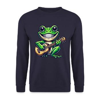 Cute frog with guitar - Unisex Sweatshirt - navy - Front - Alina (178cm) & Michal (187cm)