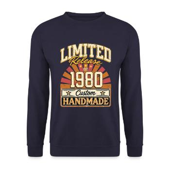 Limited 1980 Lustige Sprüche Geschenk Geburtstag - Unisex Pullover - Navy - Vorne - Alina (178cm) & Michal (187cm)