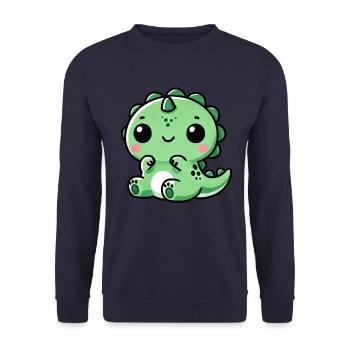Mignon Dino T-Rex Chibi - Sweat-shirt Unisexe - marine - Devant - Alina (178cm) & Michal (187cm)