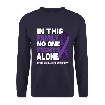 No One Fights Alone - Stomach Cancer Awareness - Unisex Pullover - Navy - Vorne - Alina (178cm) & Michal (187cm)