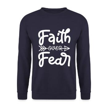 Faith Over Fear - Unisex Pullover - Navy - Vorne - Alina (178cm) & Michal (187cm)