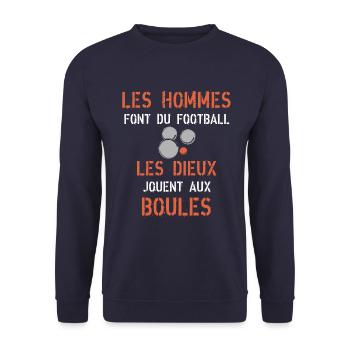Joueur aux boules Pétanque Bouliste - Sweat-shirt Unisexe - marine - Devant - Alina (178cm) & Michal (187cm)