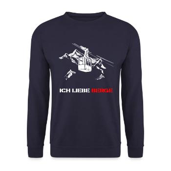 Ich liebe Berge weiss - Unisex Pullover - Navy - Vorne - Alina (178cm) & Michal (187cm)