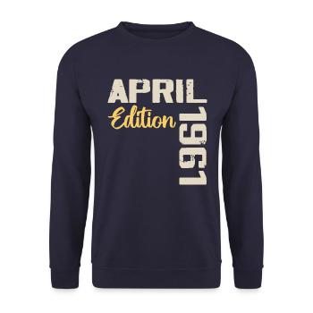 Geburtstag 63 Jahre April 1961 Geburtstagsgeschenk - Unisex Pullover - Navy - Vorne - Alina (178cm) & Michal (187cm)