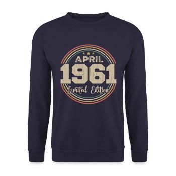 April 1961 Retro April 1961 Birthday Gift - Unisex Sweatshirt - navy - Front - Alina (178cm) & Michal (187cm)