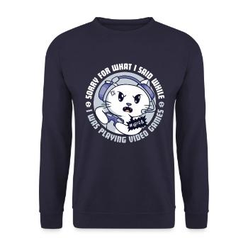 Chat gamer en colère - Sweat-shirt Unisexe - marine - Devant - Alina (178cm) & Michal (187cm)