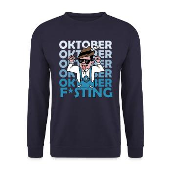 Witziger Volksfest Spruch Oktober Fisting - Unisex Pullover - Navy - Vorne - Alina (178cm) & Michal (187cm)