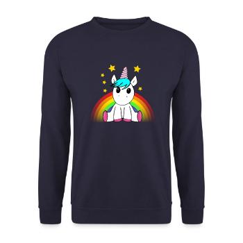 Licorne avec arc-en-ciel et étoiles - Sweat-shirt Unisexe - marine - Devant - Alina (178cm) & Michal (187cm)