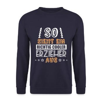 so sieht ein richtig cooler Erzieher aus - Unisex Pullover - Navy - Vorne - Alina (178cm) & Michal (187cm)