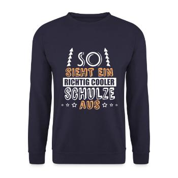so sieht ein richtig cooler Schulze aus - Unisex Pullover - Navy - Vorne - Alina (178cm) & Michal (187cm)