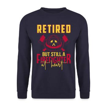 Rentner doch im Herzen noch ein Feuerwehrmann - Unisex Pullover - Navy - Vorne - Alina (178cm) & Michal (187cm)