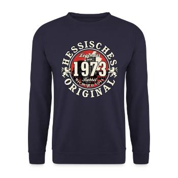 50. Geburtstag 2023 Hessisches Original Geschenk - Unisex Pullover - Navy - Vorne - Alina (178cm) & Michal (187cm)
