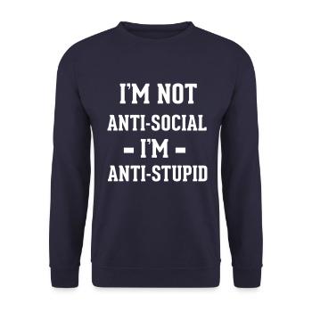 Anti-social - Unisex Pullover - Navy - Vorne - Alina (178cm) & Michal (187cm)