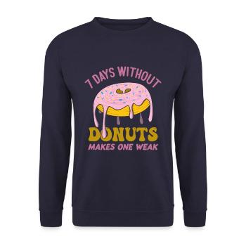 7 Days Without Donuts Makes One Weak Funny Donut - Unisex Pullover - Navy - Vorne - Alina (178cm) & Michal (187cm)