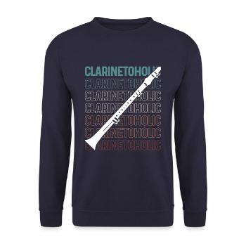 Clarinetoholic Funny Clarinet Player - Unisex Pullover - Navy - Vorne - Alina (178cm) & Michal (187cm)