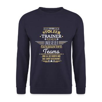 Ungeheuer fantastisches Team / Trainer - T-Shirt - Unisex Pullover - Navy - Vorne - Alina (178cm) & Michal (187cm)