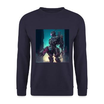 Robot - Unisex Pullover - Navy - Vorne - Alina (178cm) & Michal (187cm)