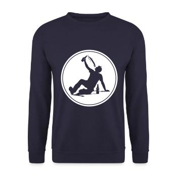 Drinking Bier Silhouette - Unisex Pullover - Navy - Vorne - Alina (178cm) & Michal (187cm)