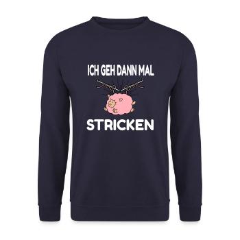Ich geh dann mal Stricken Nähen Häkeln Wolle - Unisex Pullover - Navy - Vorne - Alina (178cm) & Michal (187cm)