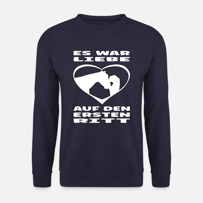 Es war Liebe auf den ersten Ritt Reiterin Pferd - Unisex Pullover - Navy