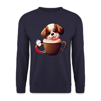 Show your love for dogs and coffee - Unisex Sweatshirt - navy - Front - Alina (178cm) & Michal (187cm)